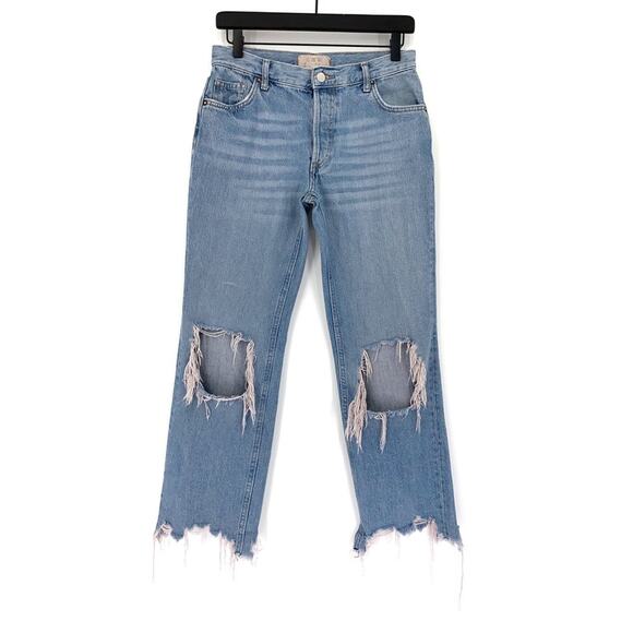 FREE PEOPLE We The Free Maggie Mid Rise Straight Jeans Light Wash 25 - Picture 1 of 12